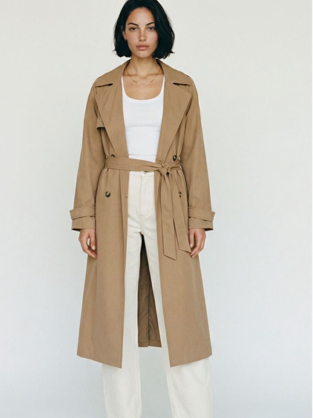 NWOT Vero Moda Tan Double-Breasted Trench Coat